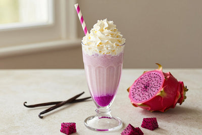 Dragon Fruit Vanilla Milkshake in a glass