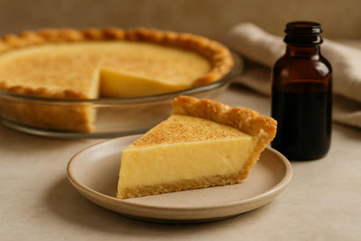 Slice of eggnog custard pie