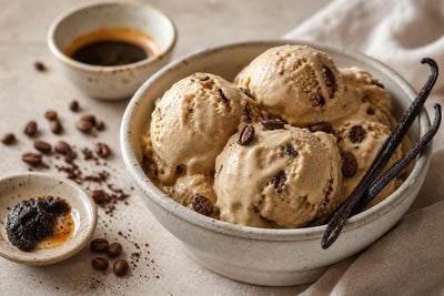 Espresso vanilla ice cream made with Mexican vanilla