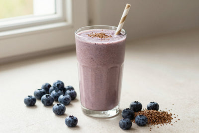 Flax Blueberry Protein Smoothie in a glass