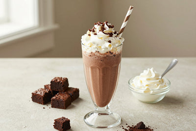 Fudge Brownie Milkshake in a glass
