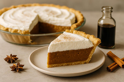 Slice of gingerbread cream pie