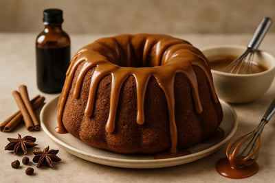 Bundt cake drizzled with gingerbread icing