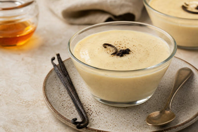 Gluten-free bourbon vanilla pudding made with Indonesian vanilla