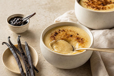 Gluten-free brown butter vanilla pudding made with Ugandan vanilla