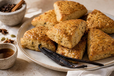 Gluten-free chai vanilla scones made with Indonesian vanilla