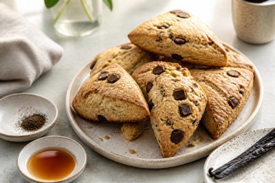 Gluten-free dark chocolate vanilla scones made with Madagascar vanilla
