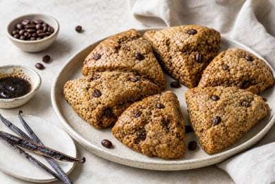 Gluten-free espresso vanilla scones made with Mexican vanilla