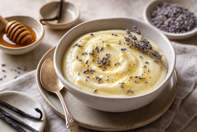 Gluten-free honey lavender vanilla pudding