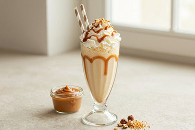 Hazelnut Caramel Crunch Milkshake in a glass