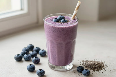 High-Fiber Blueberry Smoothie in a glass