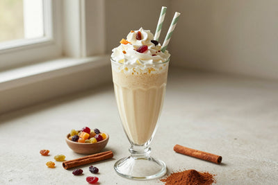 Holiday Fruitcake Style Milkshake in a glass