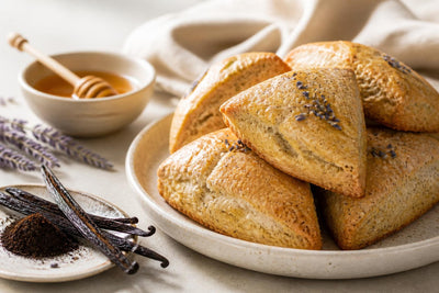 Honey lavender vanilla scones made with Indonesian vanilla