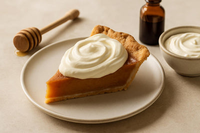 Slice of pie with honey mascarpone cream