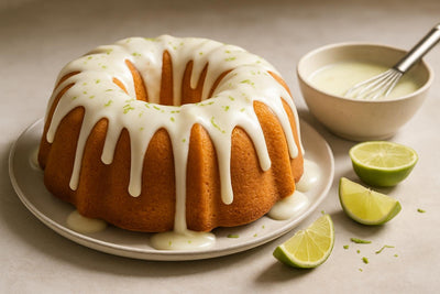 Bundt cake drizzled with Key lime icing