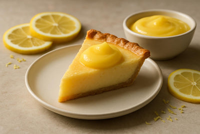 Slice of pie with lemon curd dollop