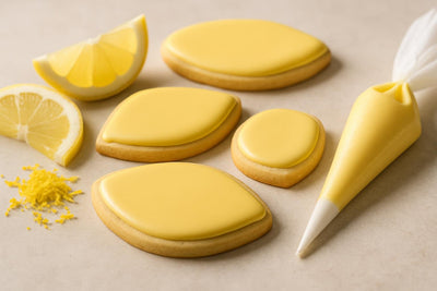 Sugar cookies decorated with lemon royal icing