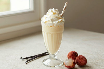 Lychee Vanilla Milkshake in a glass
