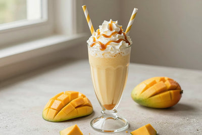 Mango Caramel Milkshake in a glass