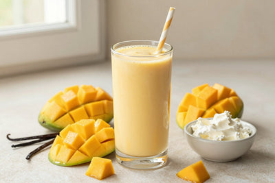 Mango Cheesecake Smoothie in a glass