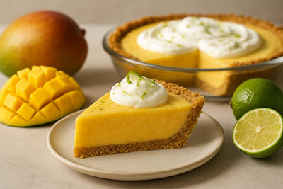 Slice of mango lime pie