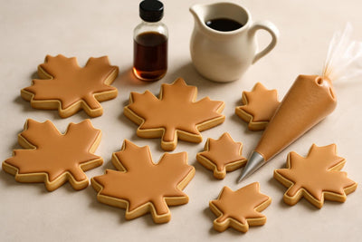 Sugar cookies decorated with maple royal icing