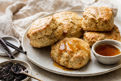 Maple vanilla scones made with Tahitian vanilla