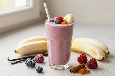 Mixed Berry Pie Smoothie in a glass