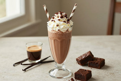 Mocha Brownie Milkshake in a glass