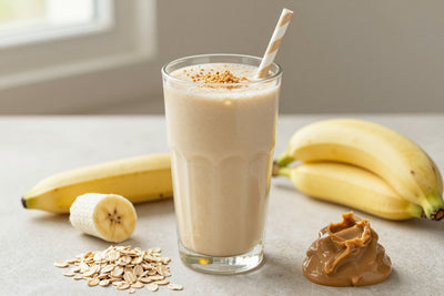 Oat Peanut Butter Protein Smoothie in a glass