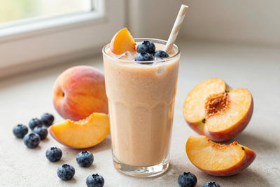 Peach Blueberry Smoothie in a glass