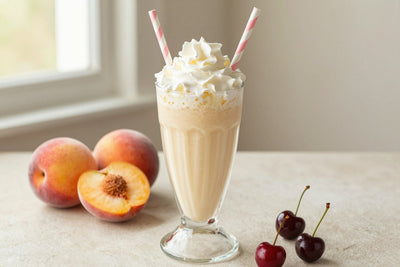 Peach Cherry Milkshake in a glass