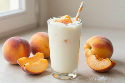 Peach Greek Yogurt Smoothie in a glass