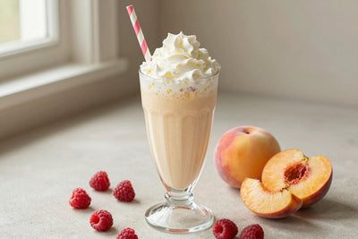 Peach Raspberry Milkshake in a glass