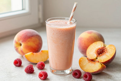 Peach Raspberry Smoothie in a glass