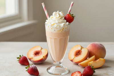 Peach Strawberry Milkshake in a glass