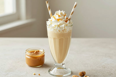 Peanut Butter Honey Milkshake in a glass