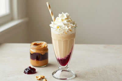 Peanut Butter & Jelly Style Milkshake in a glass