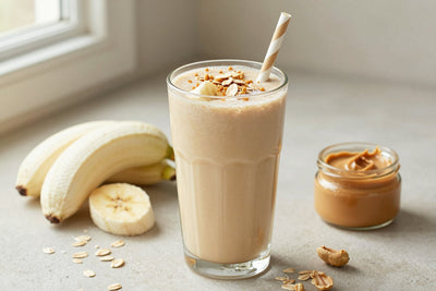 Peanut Butter Oatmeal Smoothie in a glass