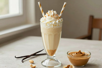 Peanut Butter Vanilla Milkshake in a glass