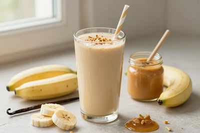 Peanut Butter Vanilla Smoothie in a glass