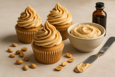 Cupcakes piped with peanut butter whipped frosting