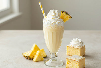 Pineapple Coconut Cake Milkshake in a glass