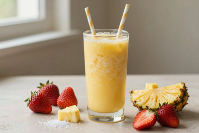 Pineapple Strawberry Smoothie in a glass