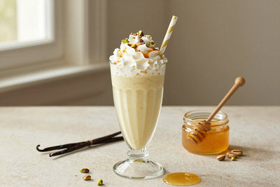 Pistachio Honey Milkshake in a glass