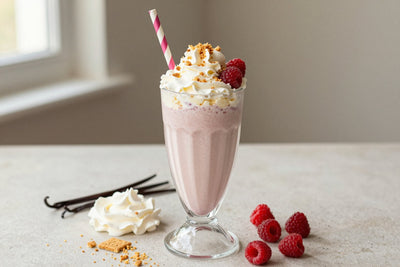 Raspberry Cheesecake Milkshake in a glass