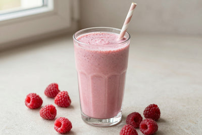 Raspberry Greek Yogurt Smoothie in a glass