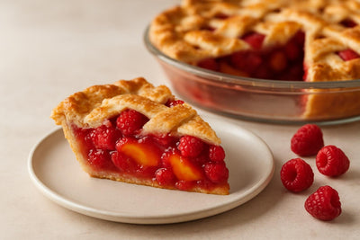 Slice of raspberry peach pie