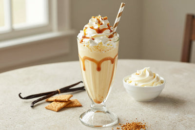 Salted Caramel Cheesecake Milkshake in a glass