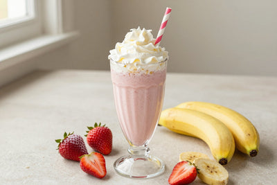 Strawberry Banana Milkshake in a glass